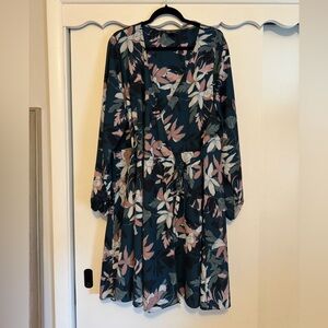 City Chic Teal Floral Long Sleeve Dress